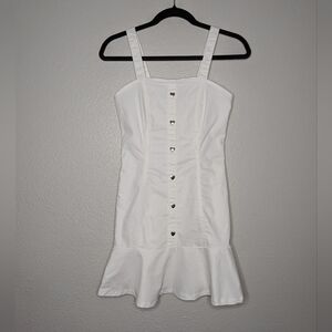 Heart & Heels White Tank Heart Button Coquette Bodycon Mini Dress S